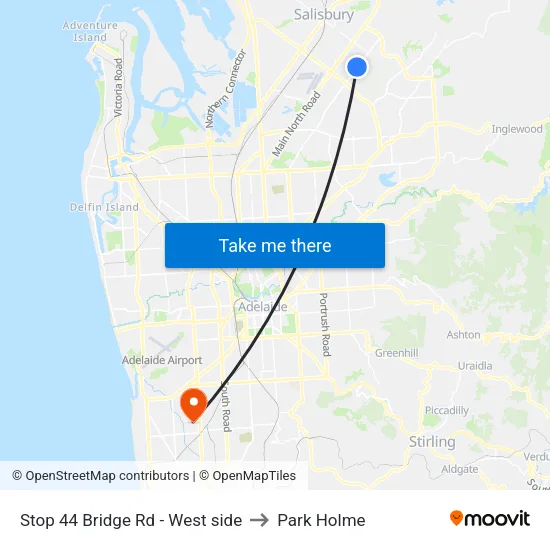Stop 44 Bridge Rd - West side to Park Holme map