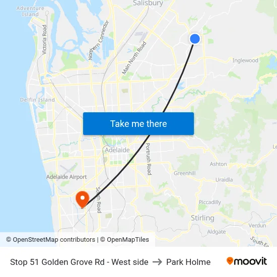 Stop 51 Golden Grove Rd - West side to Park Holme map
