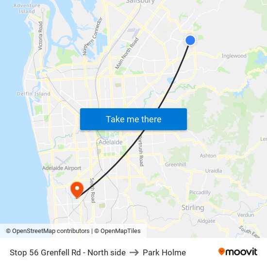 Stop 56 Grenfell Rd - North side to Park Holme map