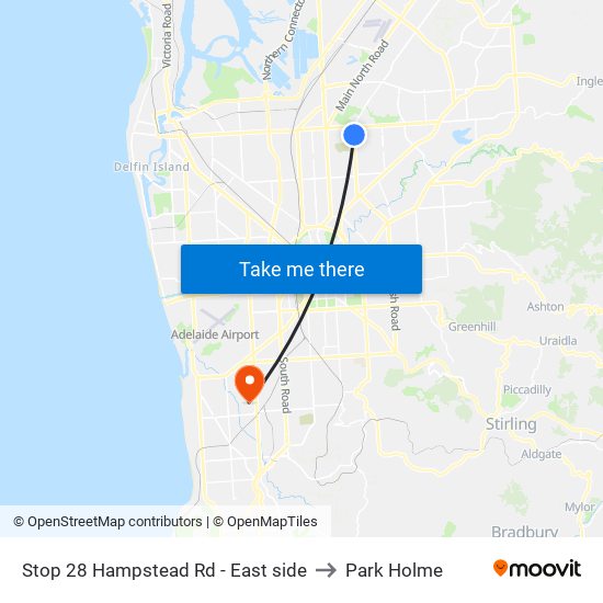 Stop 28 Hampstead Rd - East side to Park Holme map