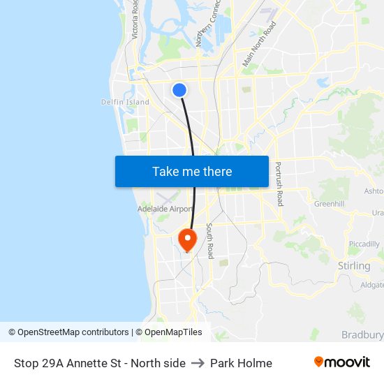 Stop 29A Annette St - North side to Park Holme map