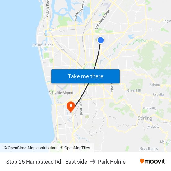 Stop 25 Hampstead Rd - East side to Park Holme map