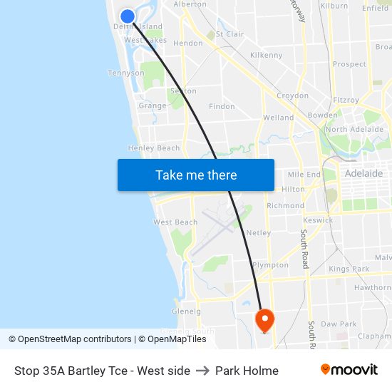 Stop 35A Bartley Tce - West side to Park Holme map