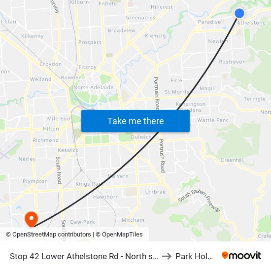 Stop 42 Lower Athelstone Rd - North side to Park Holme map