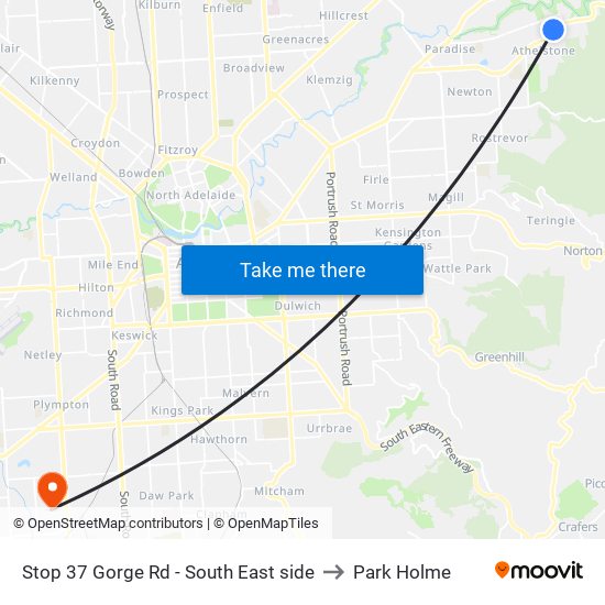 Stop 37 Gorge Rd - South East side to Park Holme map