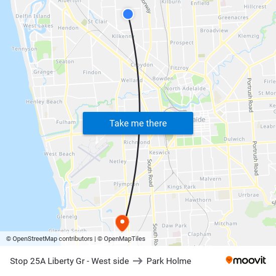 Stop 25A Liberty Gr - West side to Park Holme map