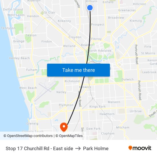 Stop 17 Churchill Rd - East side to Park Holme map