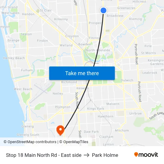 Stop 18 Main North Rd - East side to Park Holme map