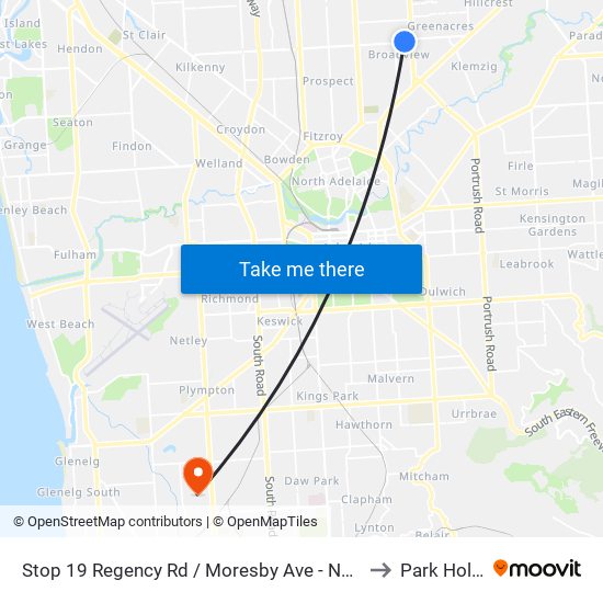 Stop 19 Regency Rd / Moresby Ave - North side to Park Holme map