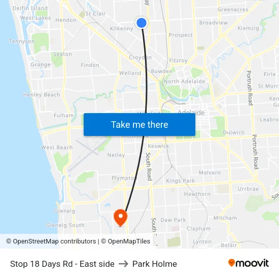 Stop 18 Days Rd - East side to Park Holme map
