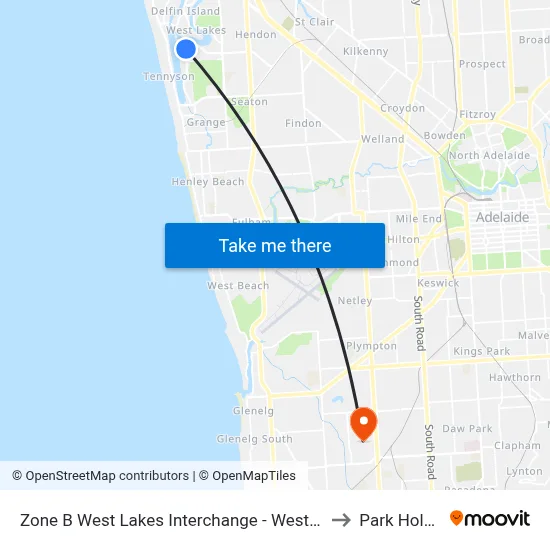 Zone B West Lakes Interchange - West side to Park Holme map