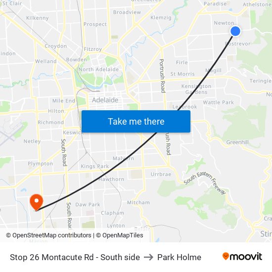 Stop 26 Montacute Rd - South side to Park Holme map