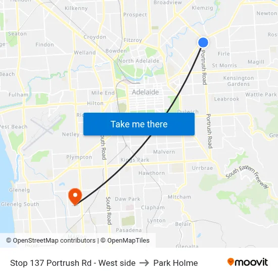Stop 137 Portrush Rd - West side to Park Holme map