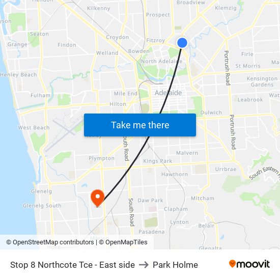 Stop 8 Northcote Tce - East side to Park Holme map