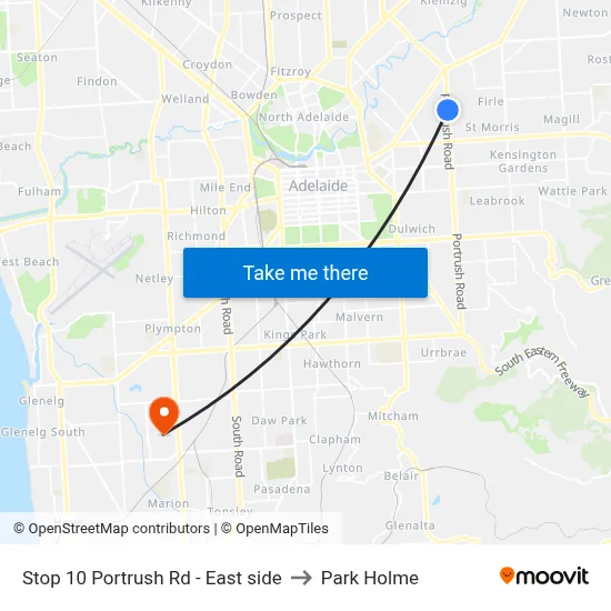 Stop 10 Portrush Rd - East side to Park Holme map