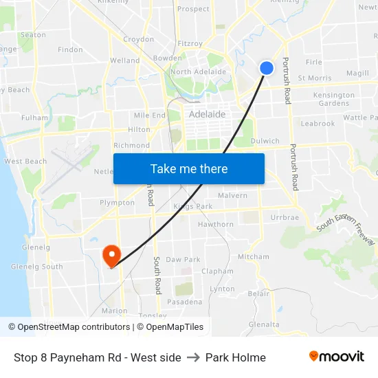 Stop 8 Payneham Rd - West side to Park Holme map