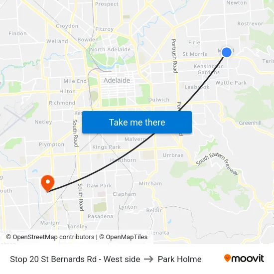 Stop 20 St Bernards Rd - West side to Park Holme map