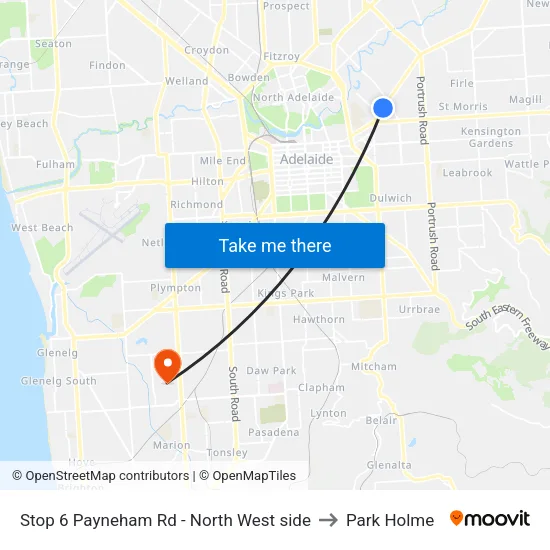 Stop 6 Payneham Rd - North West side to Park Holme map