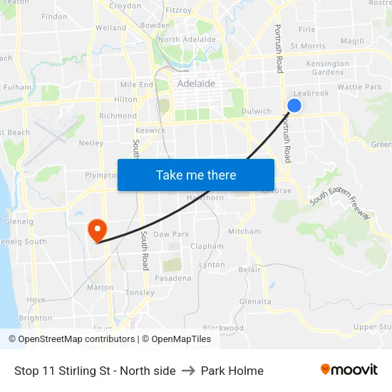 Stop 11 Stirling St - North side to Park Holme map