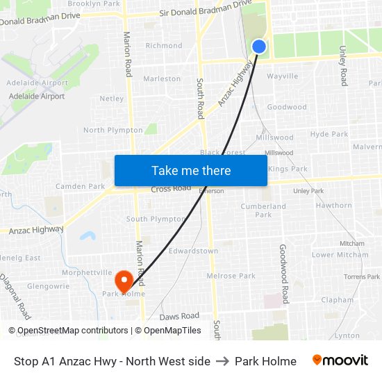 Stop A1 Anzac Hwy - North West side to Park Holme map