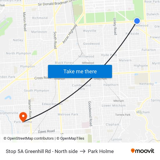 Stop 5A Greenhill Rd - North side to Park Holme map