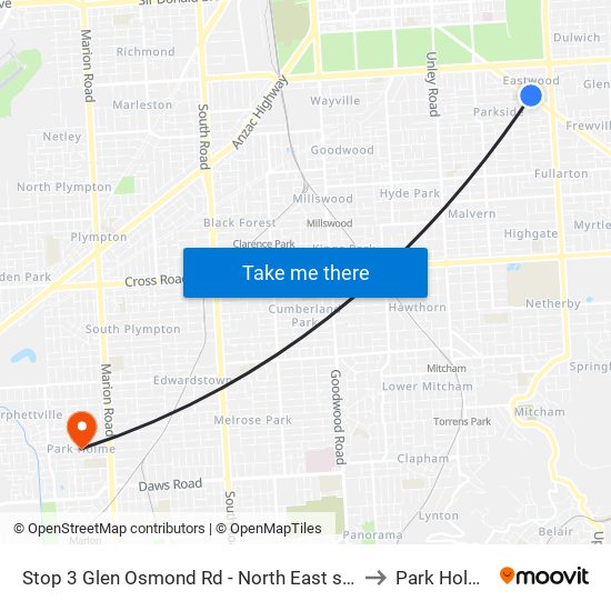 Stop 3 Glen Osmond Rd - North East side to Park Holme map