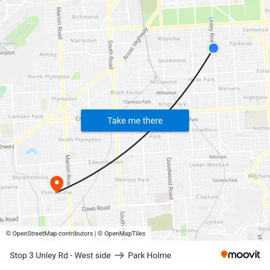 Stop 3 Unley Rd - West side to Park Holme map