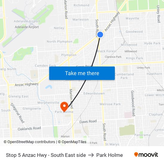 Stop 5 Anzac Hwy - South East side to Park Holme map