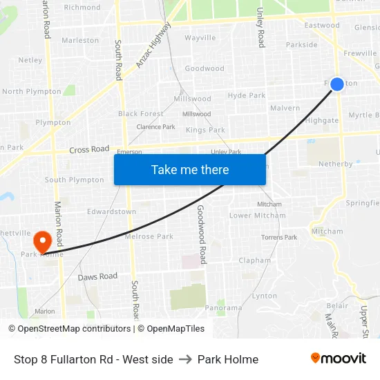 Stop 8 Fullarton Rd - West side to Park Holme map