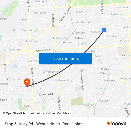 Stop 6 Unley Rd - West side to Park Holme map