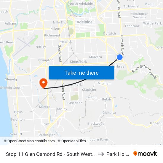 Stop 11 Glen Osmond Rd - South West side to Park Holme map