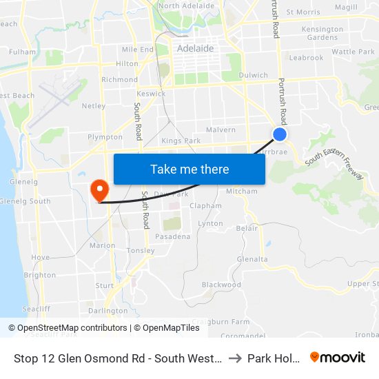 Stop 12 Glen Osmond Rd - South West side to Park Holme map