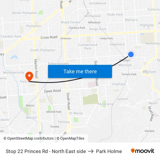 Stop 22 Princes Rd - North East side to Park Holme map