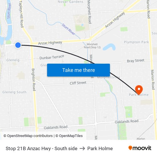 Stop 21B Anzac Hwy - South side to Park Holme map