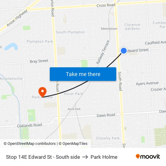 Stop 14E Edward St - South side to Park Holme map