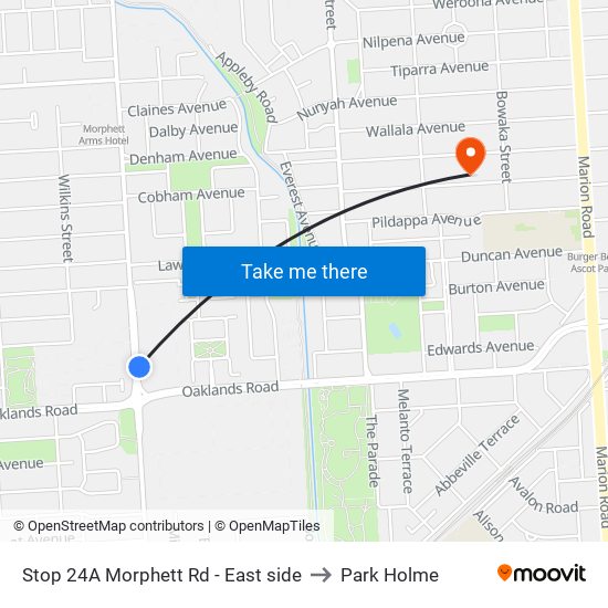 Stop 24A Morphett Rd - East side to Park Holme map