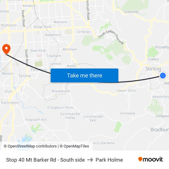 Stop 40 Mt Barker Rd - South side to Park Holme map