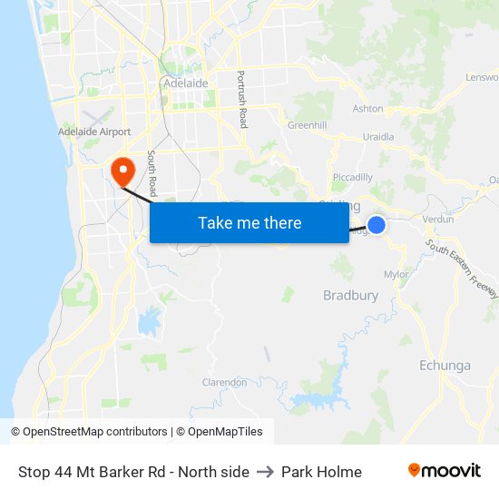 Stop 44 Mt Barker Rd - North side to Park Holme map