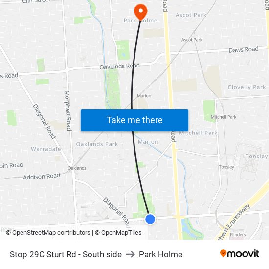 Stop 29C Sturt Rd - South side to Park Holme map