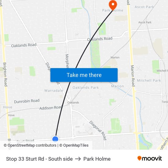 Stop 33 Sturt Rd - South side to Park Holme map