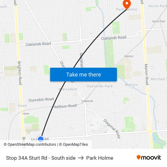 Stop 34A Sturt Rd - South side to Park Holme map