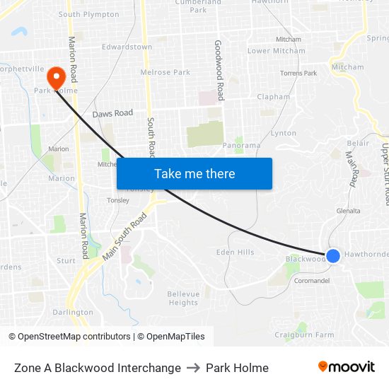 Zone A Blackwood Interchange to Park Holme map