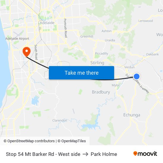 Stop 54 Mt Barker Rd - West side to Park Holme map