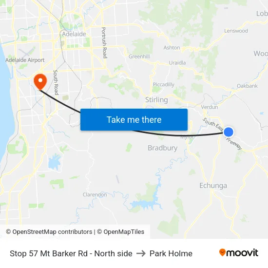 Stop 57 Mt Barker Rd - North side to Park Holme map
