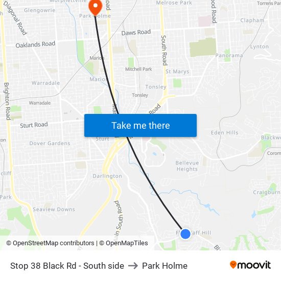 Stop 38 Black Rd - South side to Park Holme map