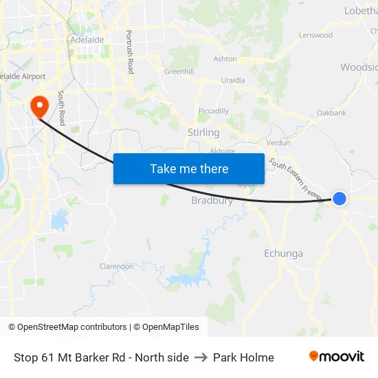 Stop 61 Mt Barker Rd - North side to Park Holme map