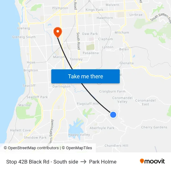 Stop 42B Black Rd - South side to Park Holme map
