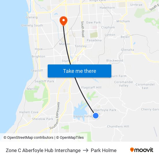 Zone C Aberfoyle Hub Interchange to Park Holme map