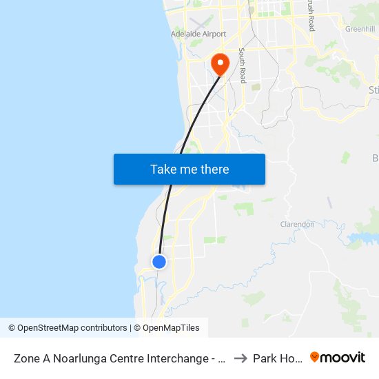 Zone A Noarlunga Centre Interchange - West side to Park Holme map