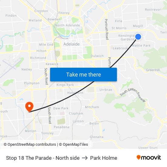 Stop 18 The Parade - North side to Park Holme map